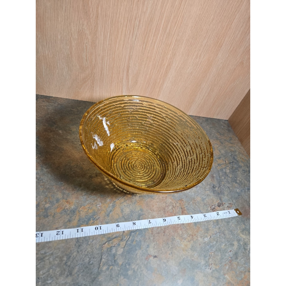 Vintage Anchor Hocking Soreno Honey Ambe Glass Serving Bowl Mid-Century - Picture 6 of 7